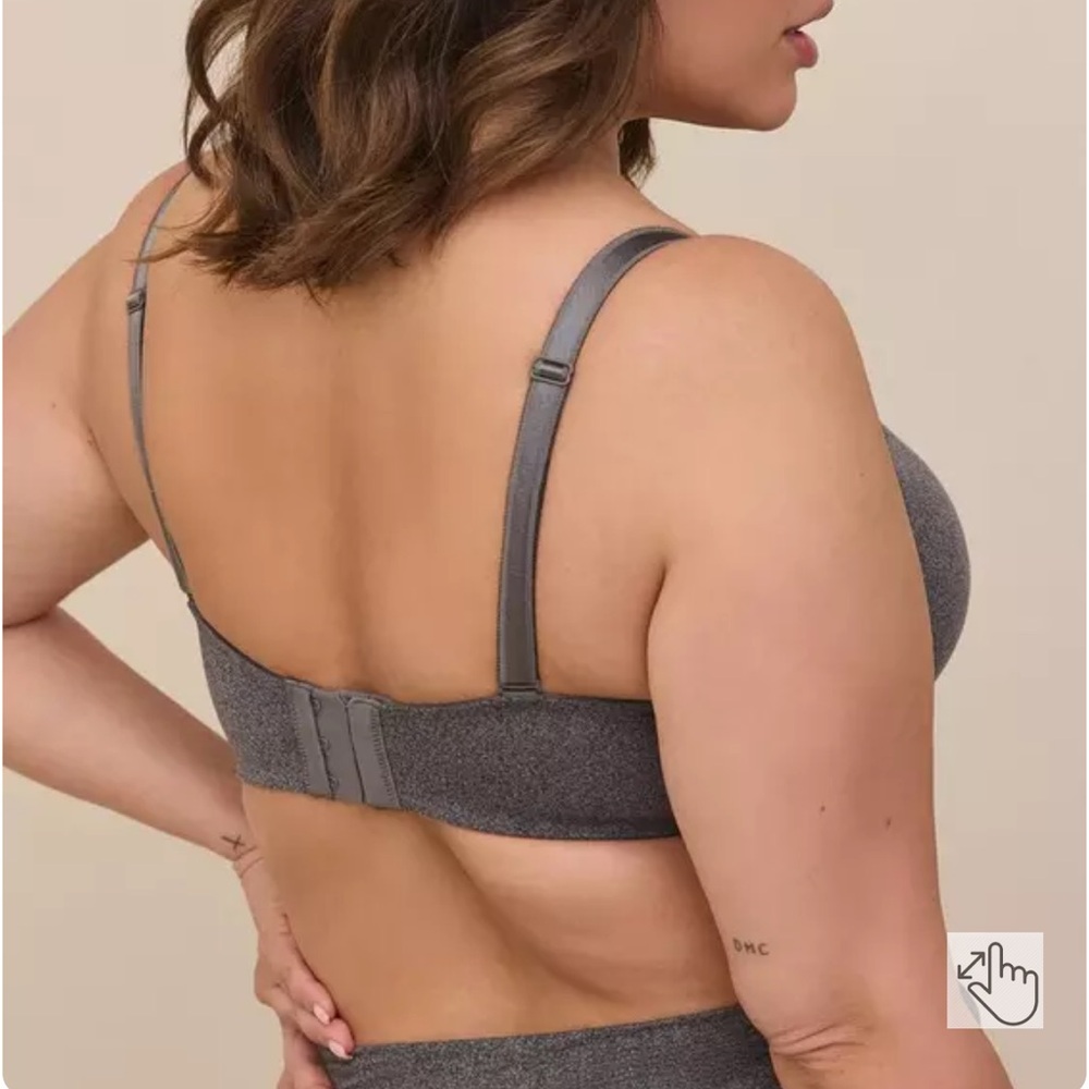 TORRID CURVE XO PUSH UP PLUNGE BRA 46DD CHARCOAL LACE UP SEXY SUPPORT **NWT** - Picture 6 of 10